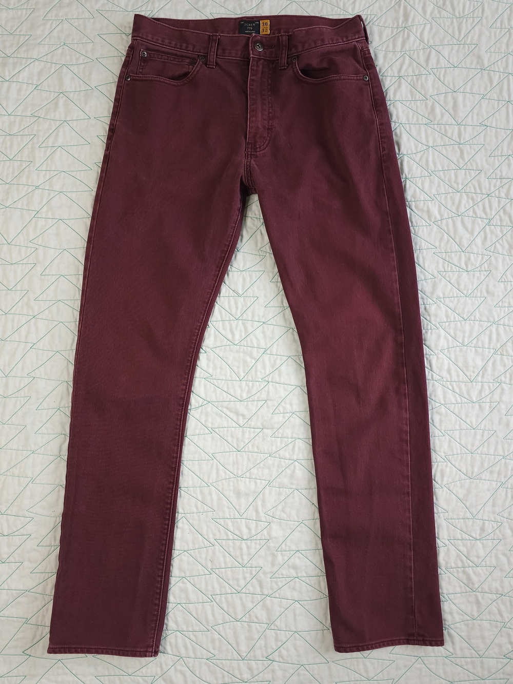 J Crew Burgundy 770 Corduroy Straight Fit 100% Cotton Pants